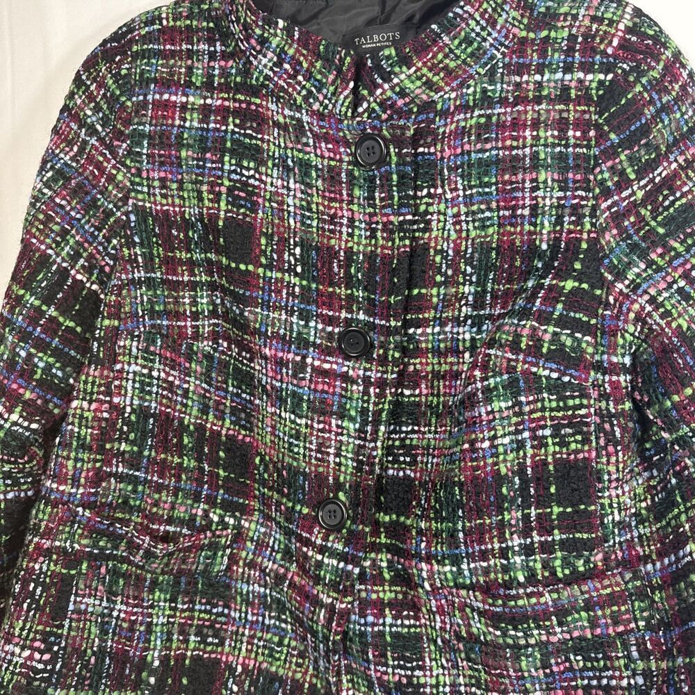 Women’s Multicolored Wool Blend Blazer Size 14 Petite Preowned - Picture 16 of 16